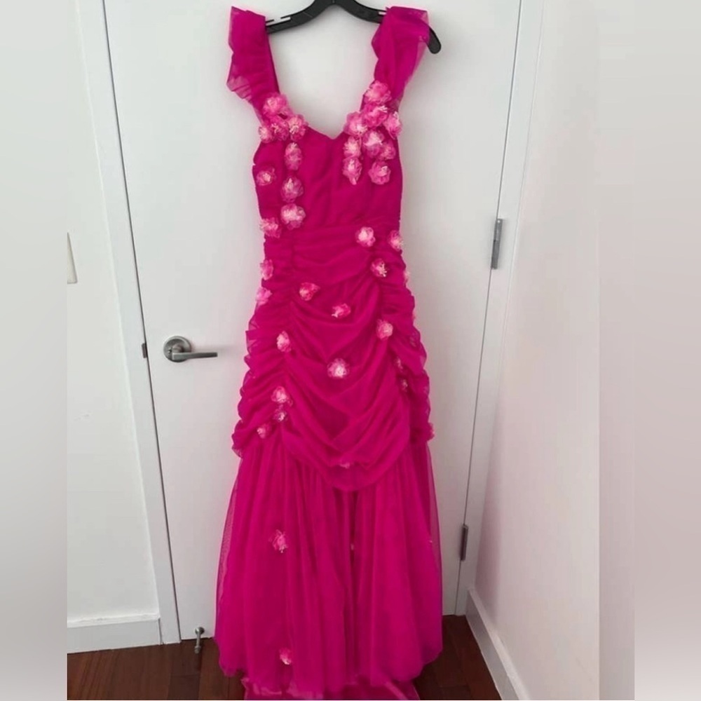 LoveShackFancy pink floral tulle Evening Gown Dress NWOT